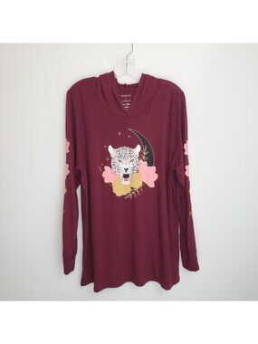 Torrid classic fit maroon long sleeve hooded tee